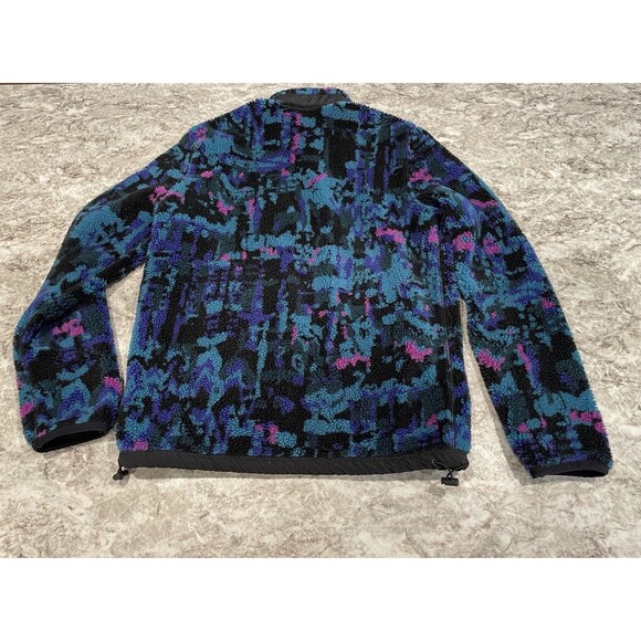 American Eagle Sherpa Fleece Jacket Mens Small Blue Black Purple Abstract Hiking - Picture 10 of 10